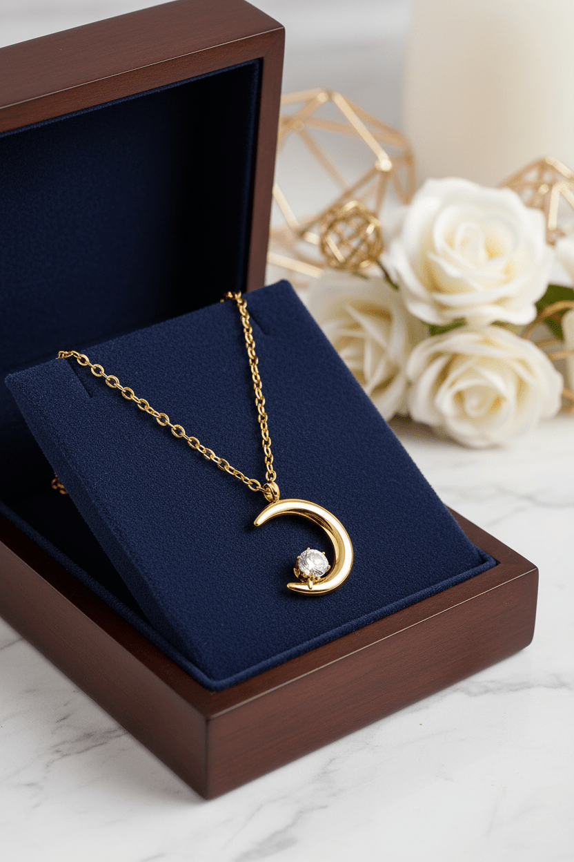 Crescent Moon Pendant Necklaces - Bella Jewels Design