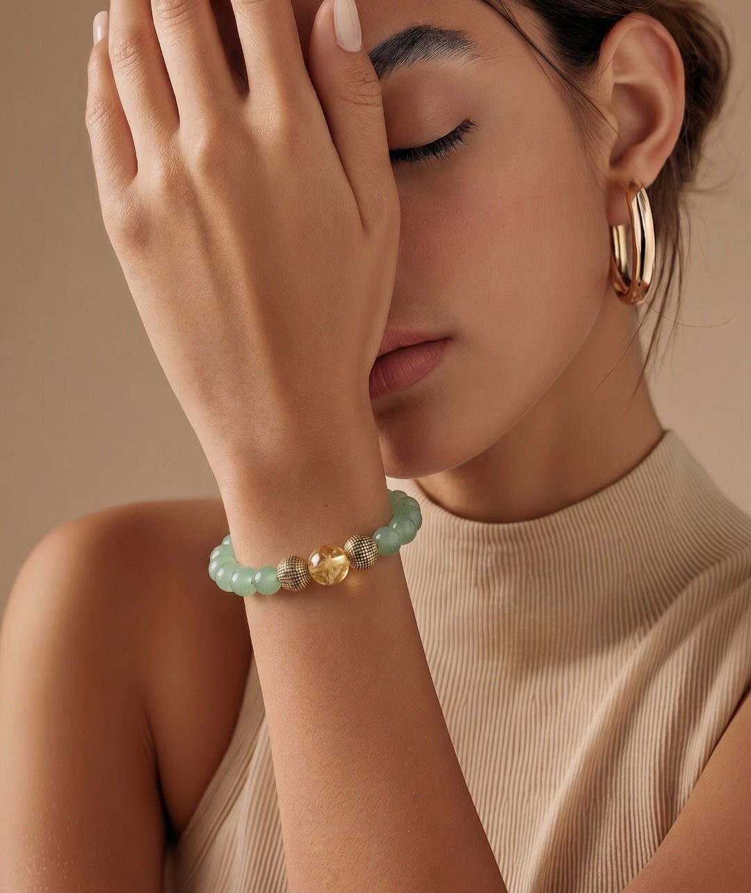 Green Crystal Beaded Bracelets