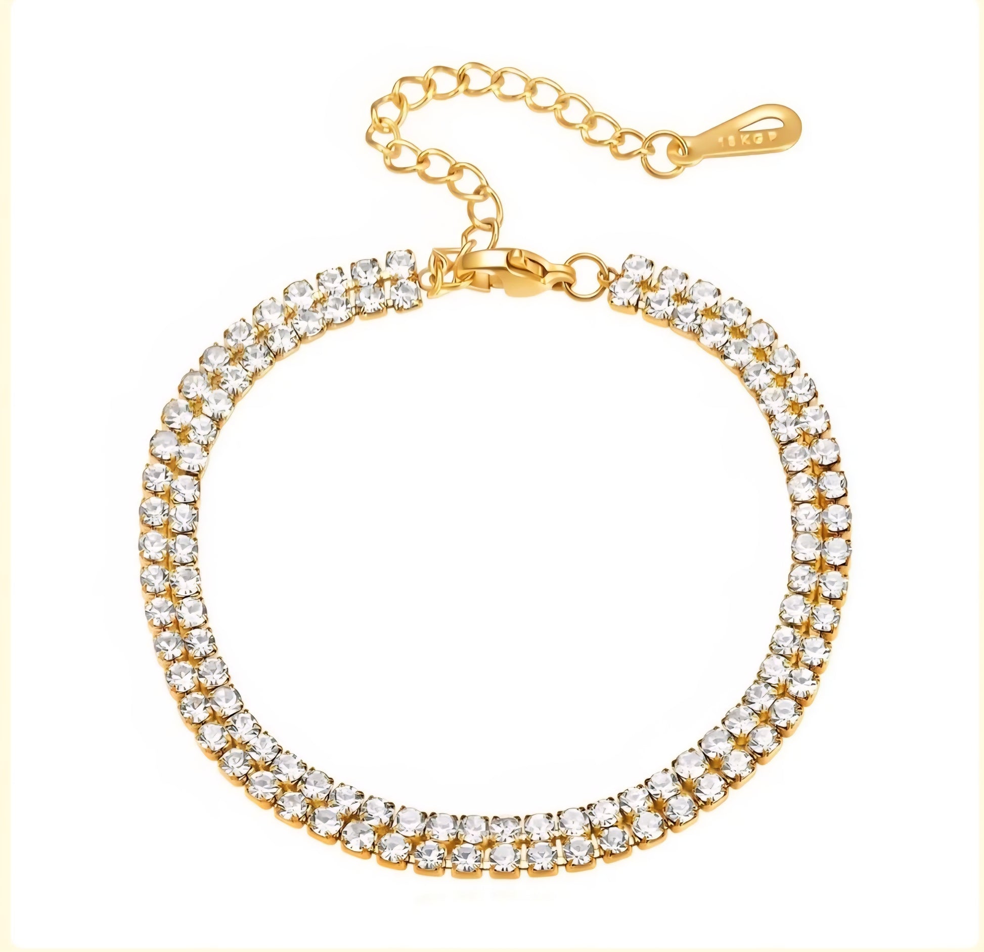 Gold Marquis Tennis bracelet with on a white background