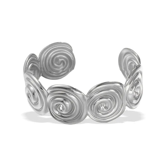 Silver spiral bracelet on a white background