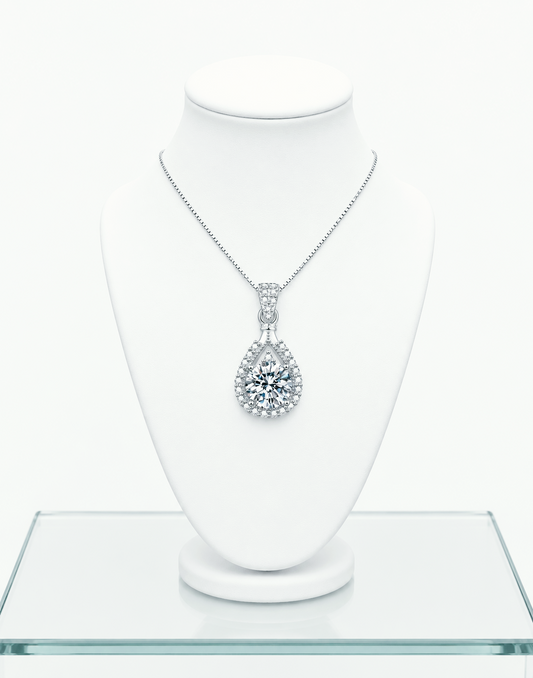Teardrop Pendant Moissanite Necklace | 925 Sterling Silver