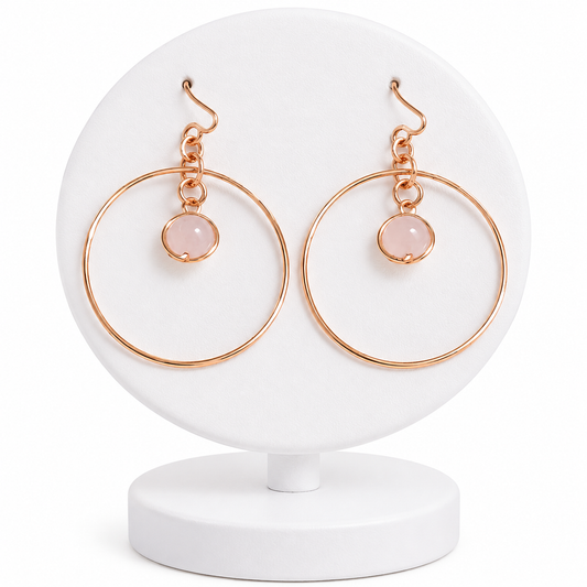Copper Wire Wrapped Crystal Dangle Hoop Earrings| Handcrafted Earrings