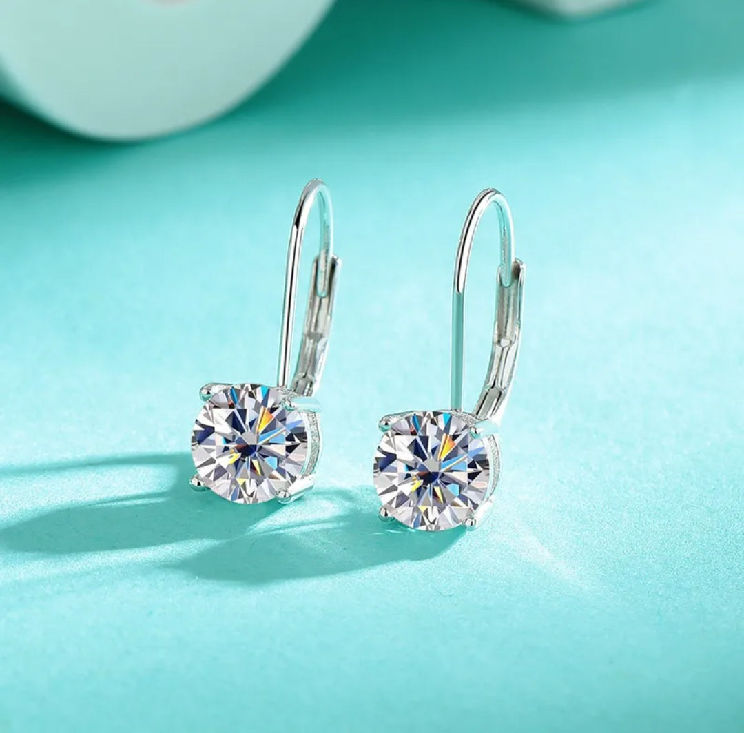 E03 ~ Moissanite Earrings 925 Sterling Silver