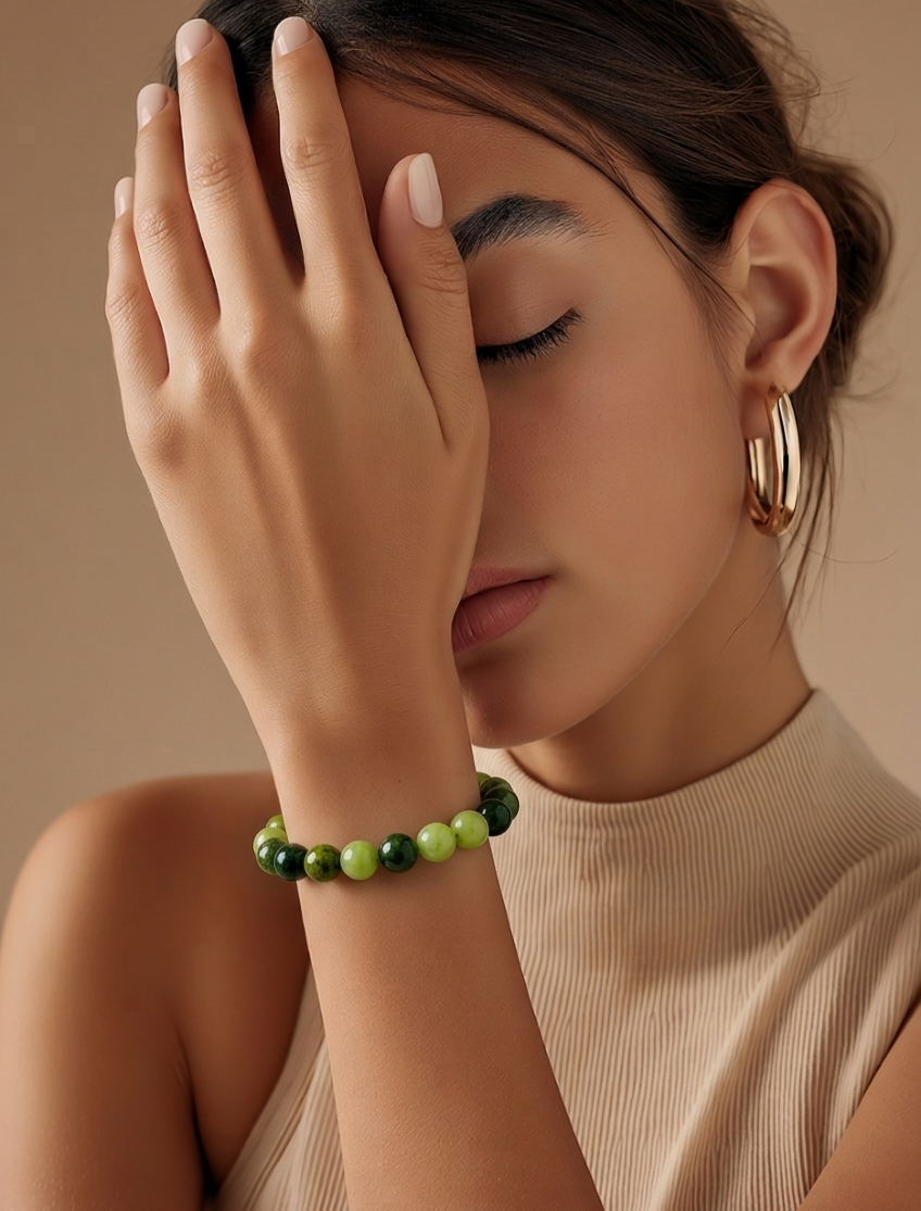 Green Crystal Beaded Bracelets