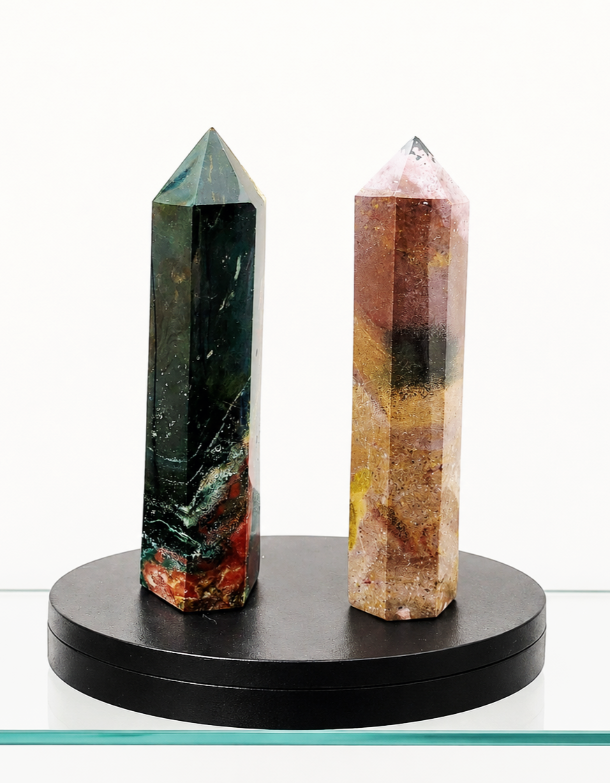 Ocean Jasper Tower Crystal | Natural Gemstone Decor for Home