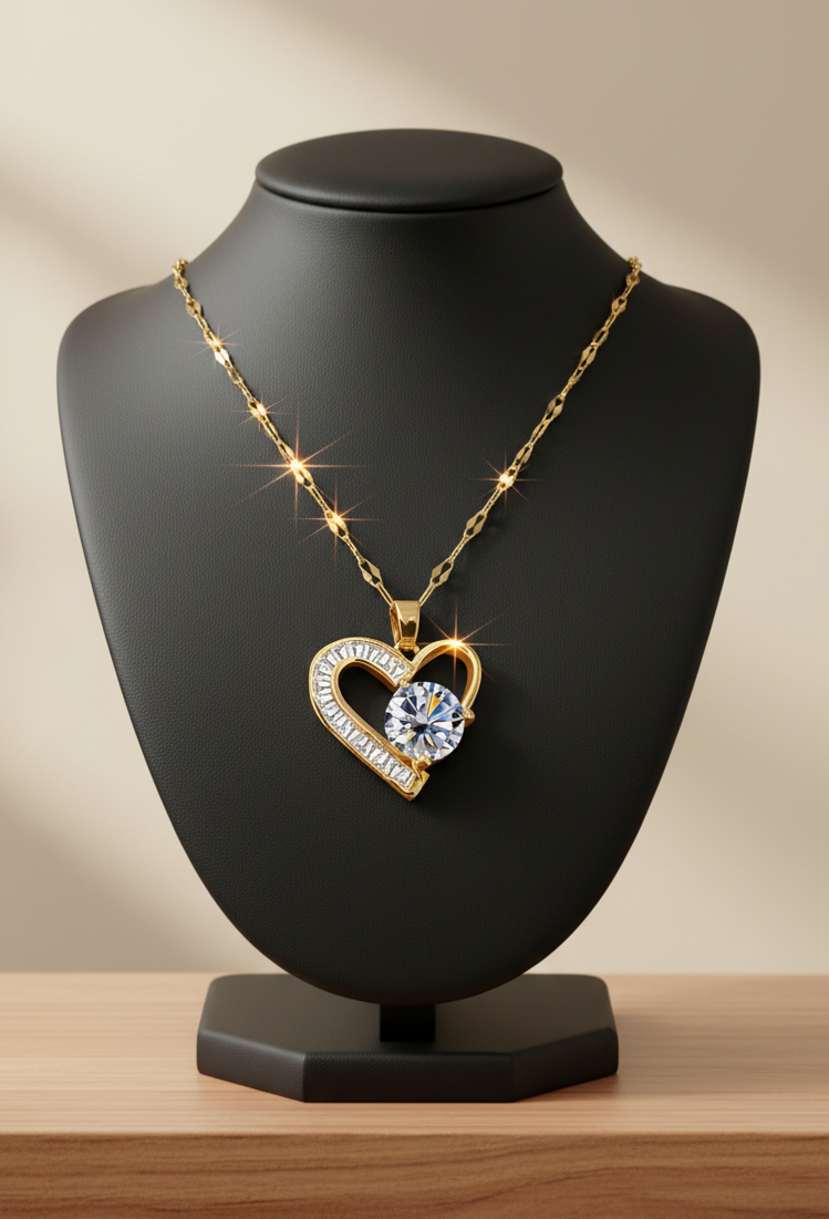 Solitaire Heart Pendant Necklace
