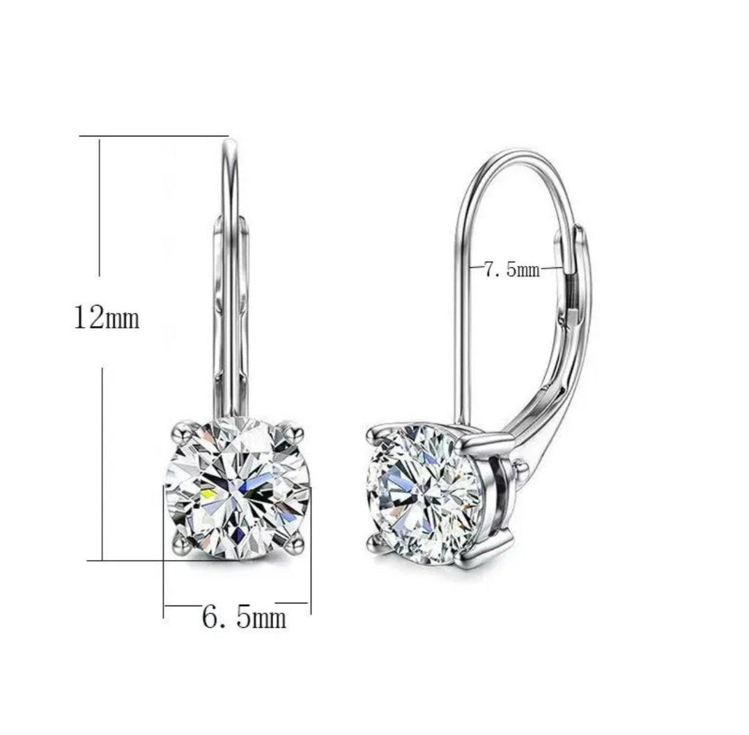E03 ~ Moissanite Earrings 925 Sterling Silver