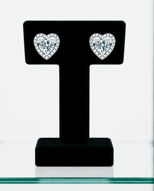 Heart-Shaped Clear Moissanite Earrings | 925 Sterling Silver