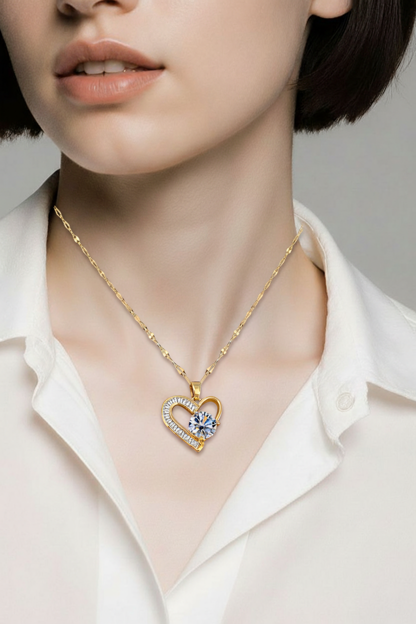 Solitaire Heart Pendant Necklace