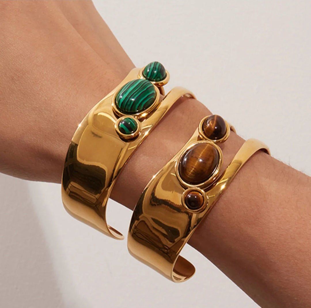 Natural Stone Cuff Bangles - Bella Jewels Design