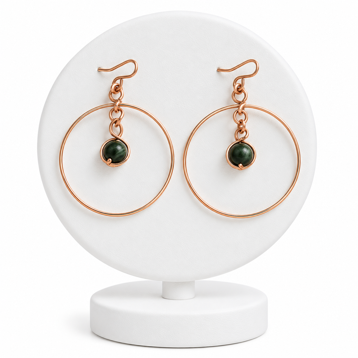 Copper Wire Wrapped Crystal Dangle Hoop Earrings| Handcrafted Earrings