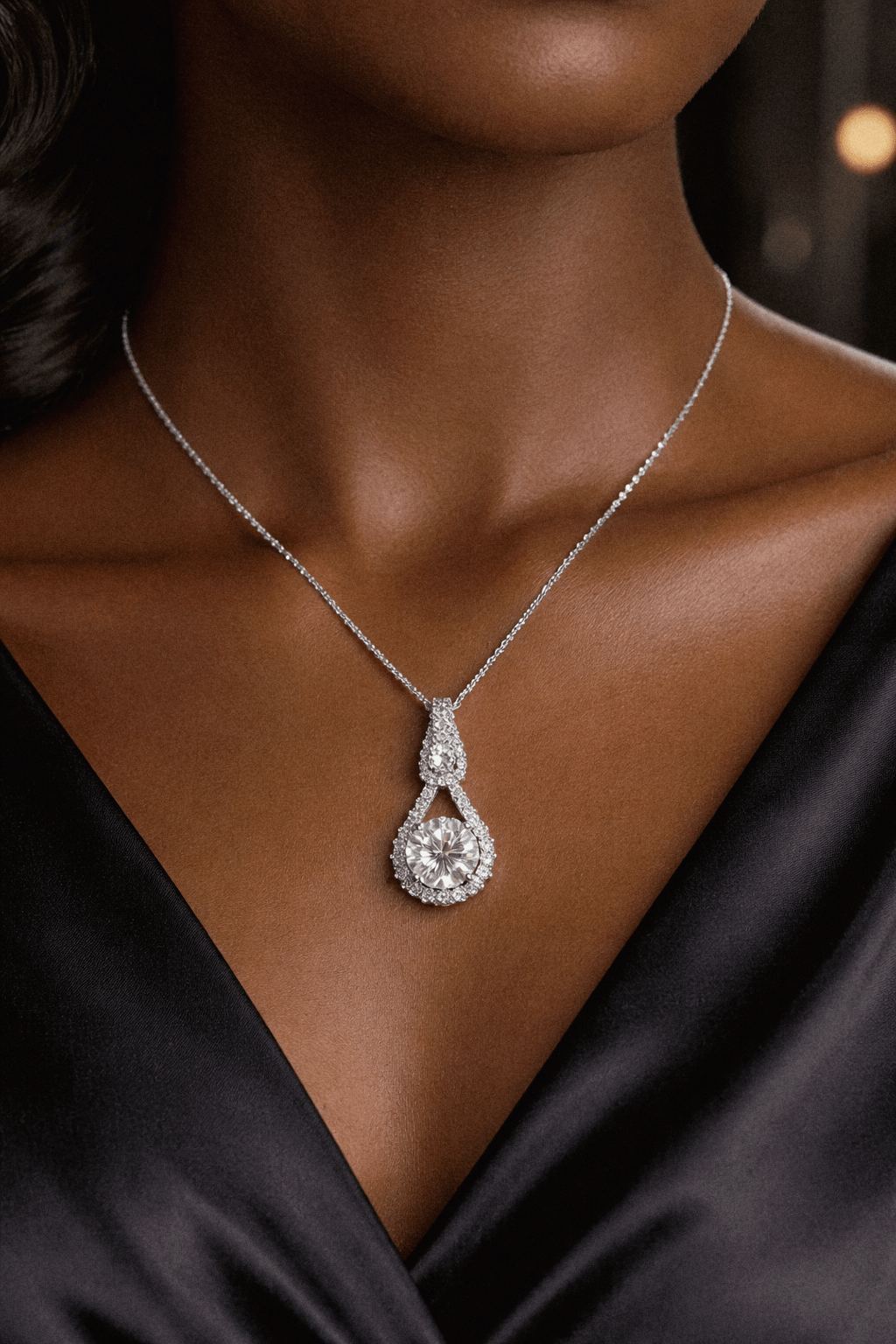 Knot Pendant Moissanite Necklace | 925 Sterling Silver