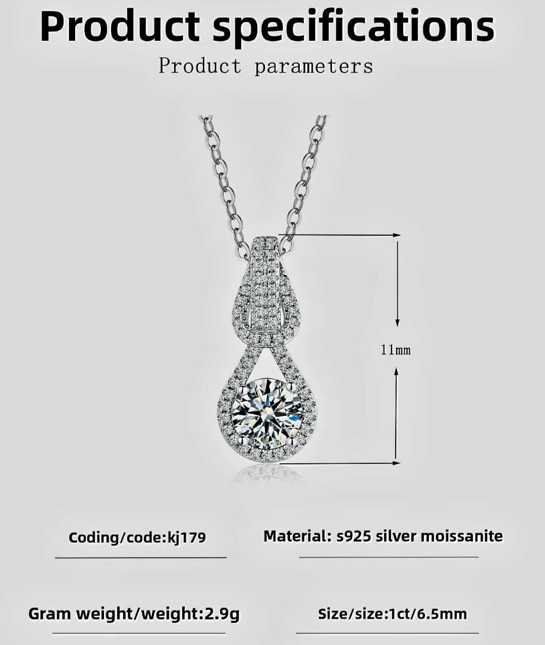 Knot Pendant Moissanite Necklace | 925 Sterling Silver
