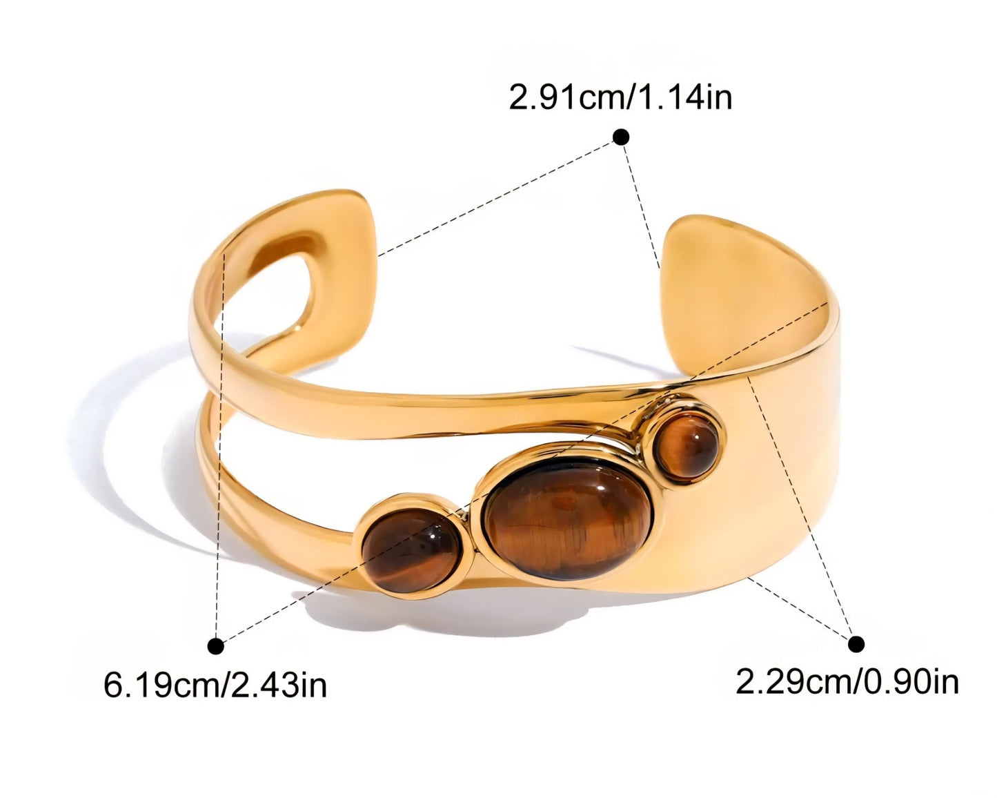 Natural Stone Cuff Bangles - Bella Jewels Design