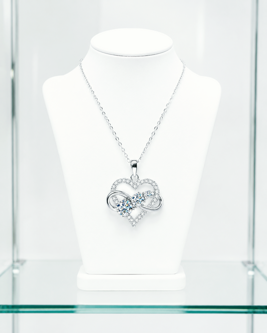 Infinity Heart Pendant Moissanite Necklace | 925 Sterling Silver