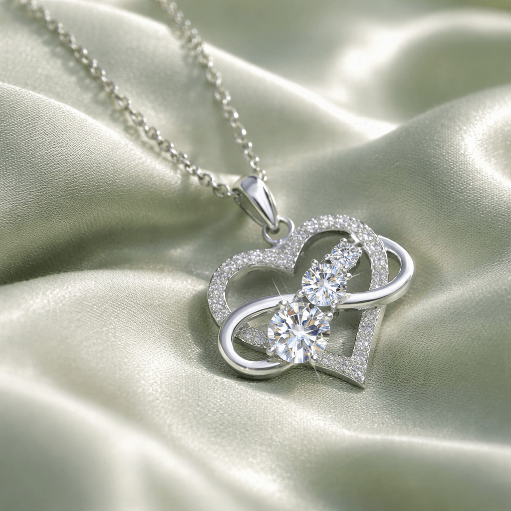 Infinity Heart Pendant Moissanite Necklace | 925 Sterling Silver