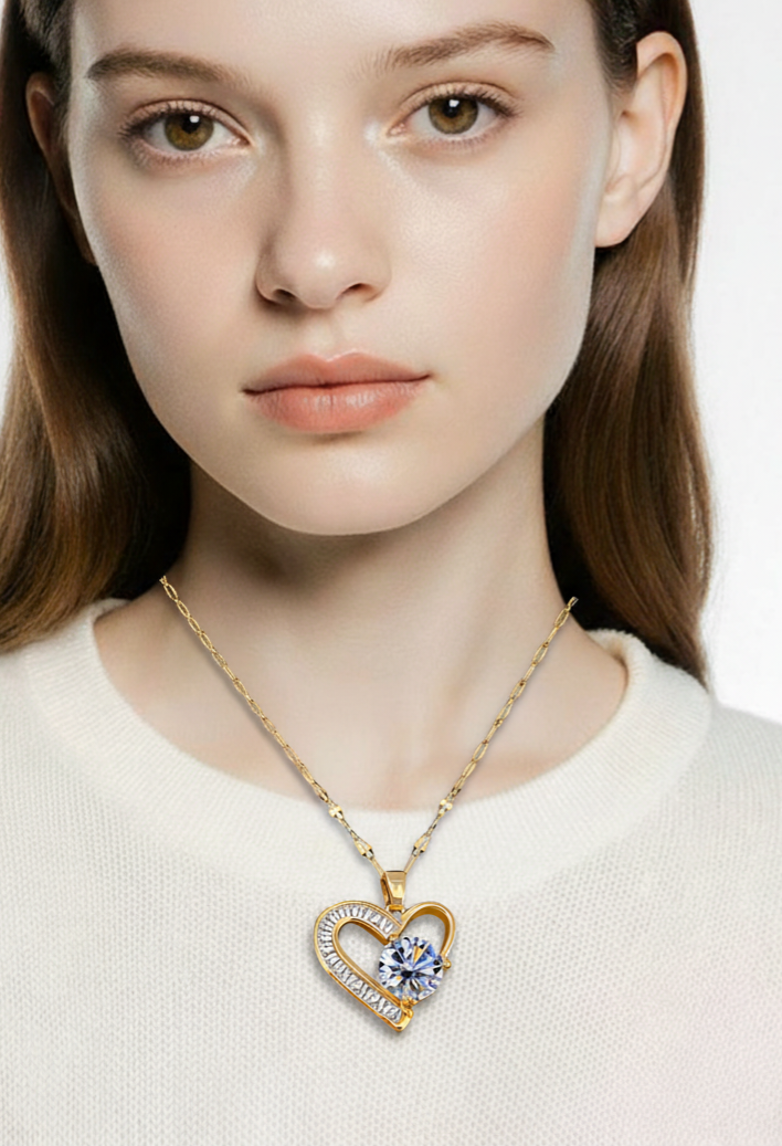 Solitaire Heart Pendant Necklace