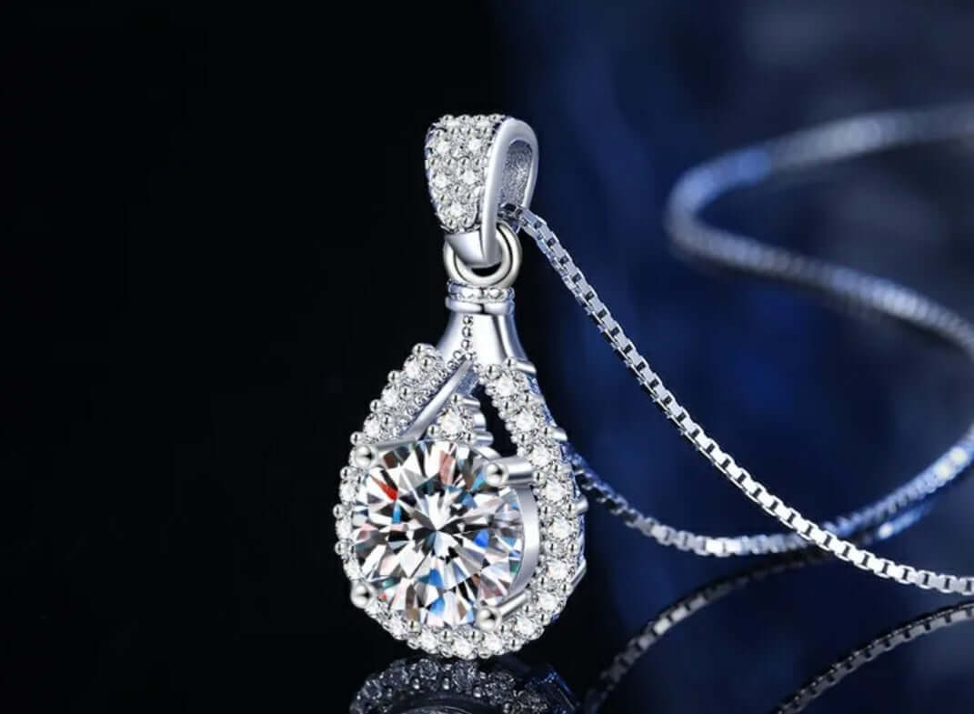Teardrop Pendant Moissanite Necklace | 925 Sterling Silver