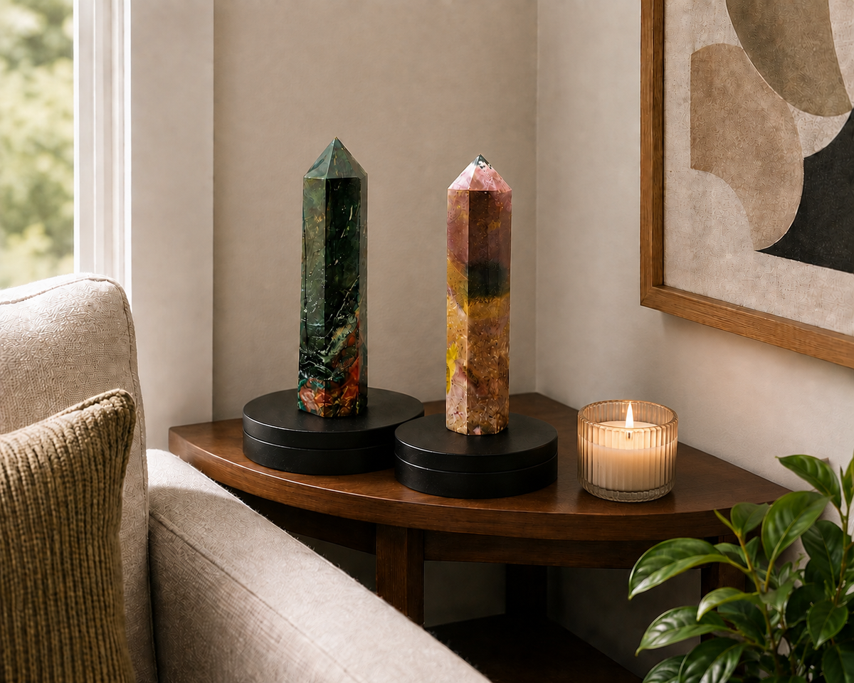 Ocean Jasper Tower Crystal | Natural Gemstone Decor for Home