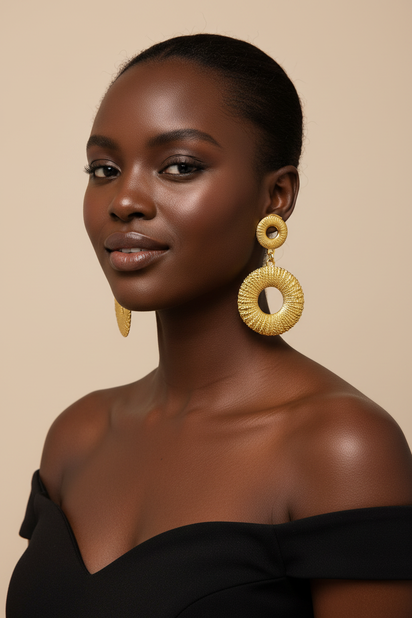 Textured Double Hoop Stud Earrings