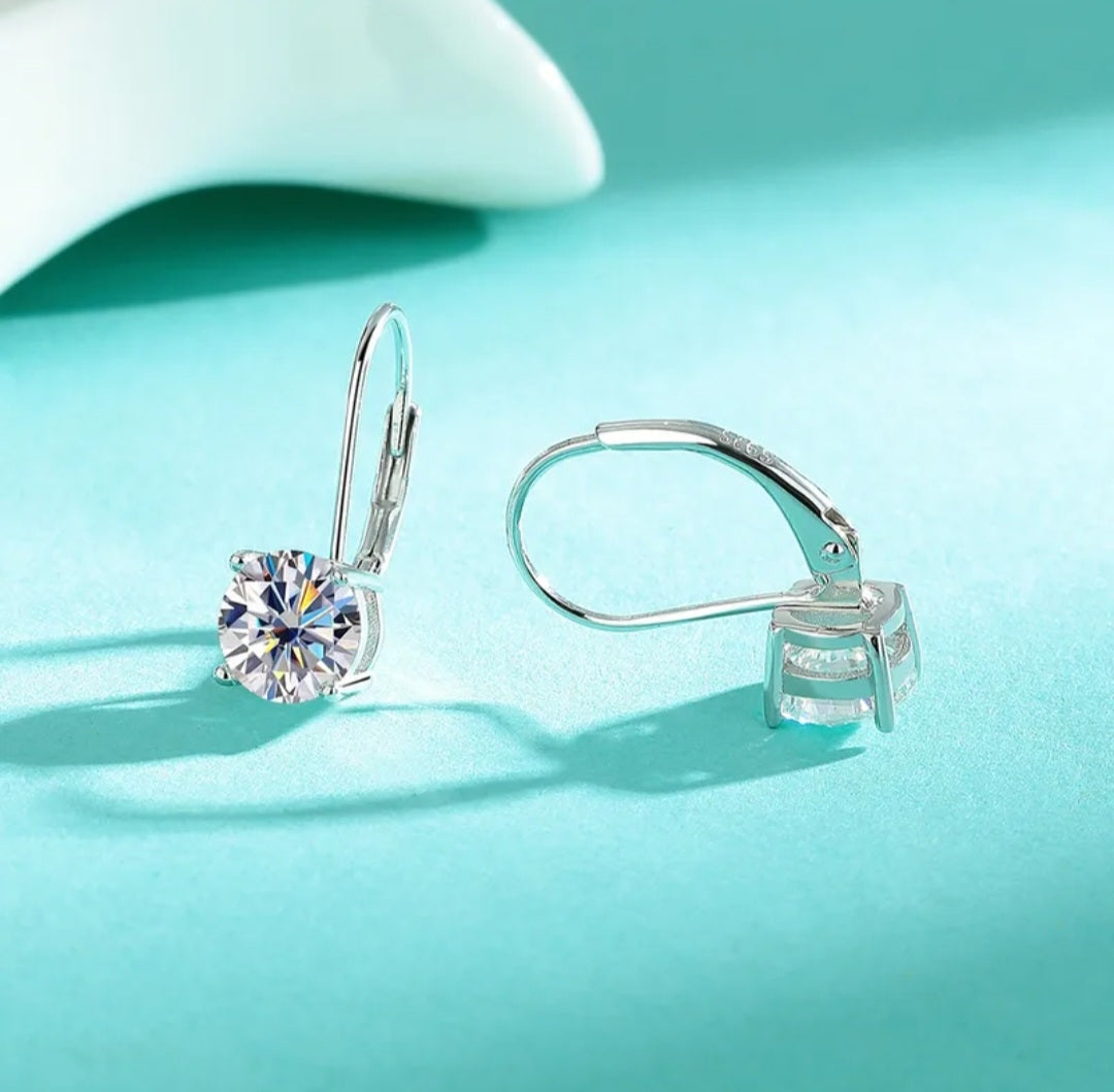 E03 ~ Moissanite Earrings 925 Sterling Silver