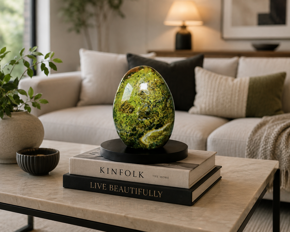 Polished Green Opal Standing Free Form