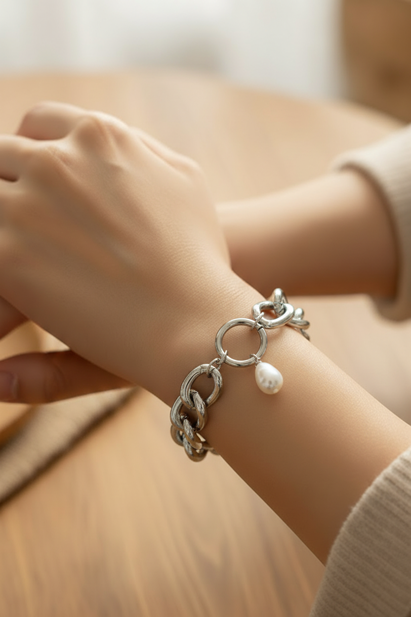 Baroque Pearl Charm Bracelet