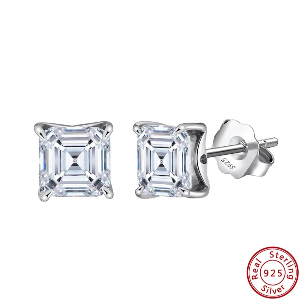E01 ~ Moissanite Earrings 925 Sterling Silver