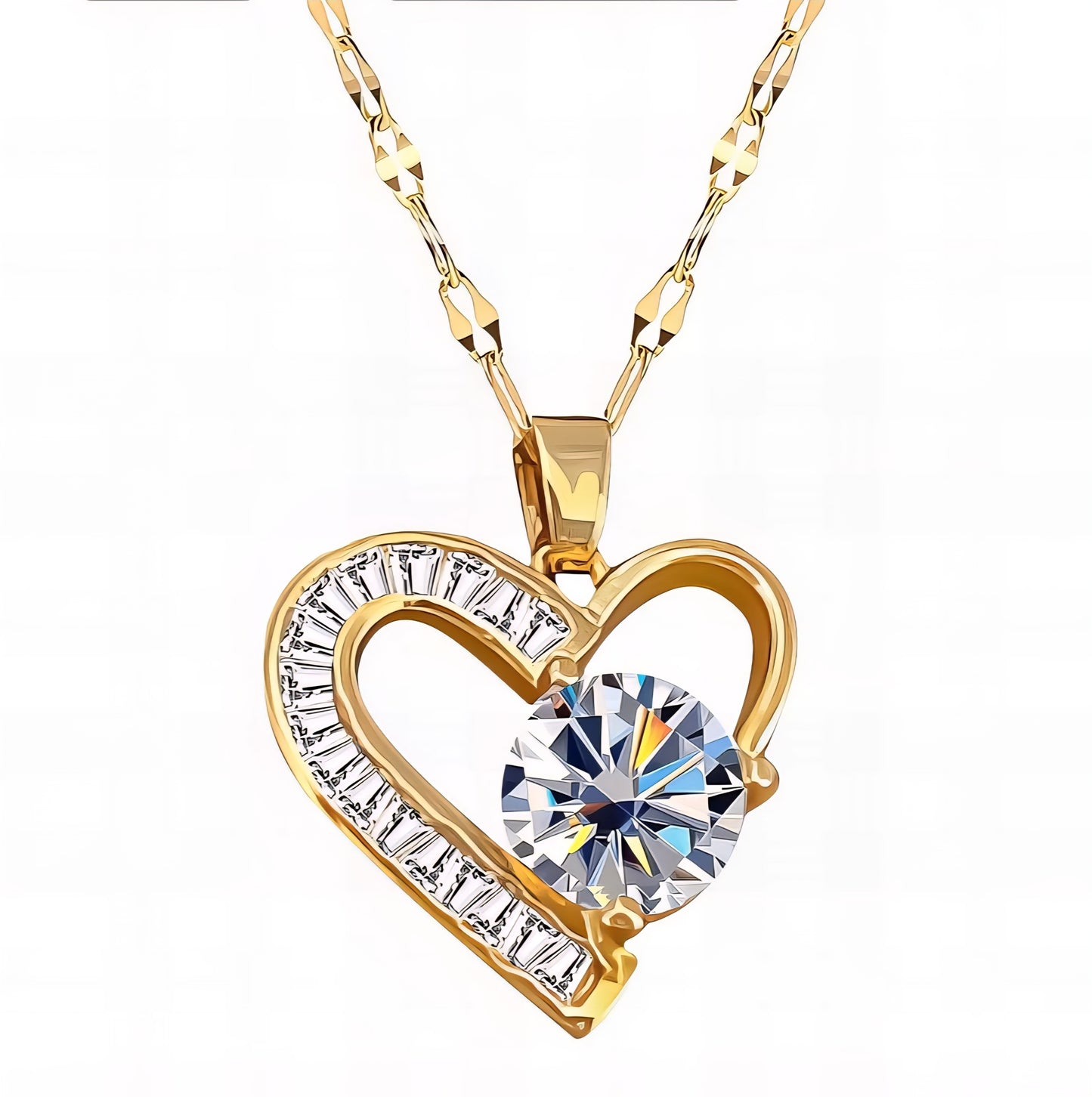 Solitaire Heart Pendant Necklace
