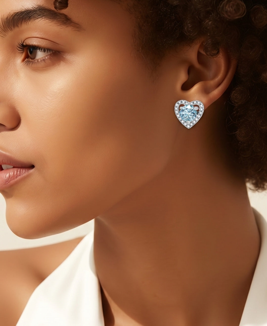 Sea Blue Moissanite Earrings |Sterling Silver