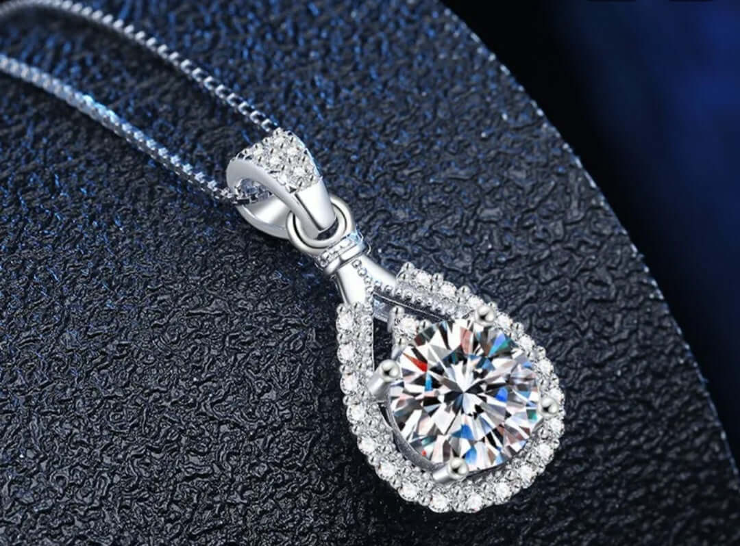 Teardrop Pendant Moissanite Necklace | 925 Sterling Silver