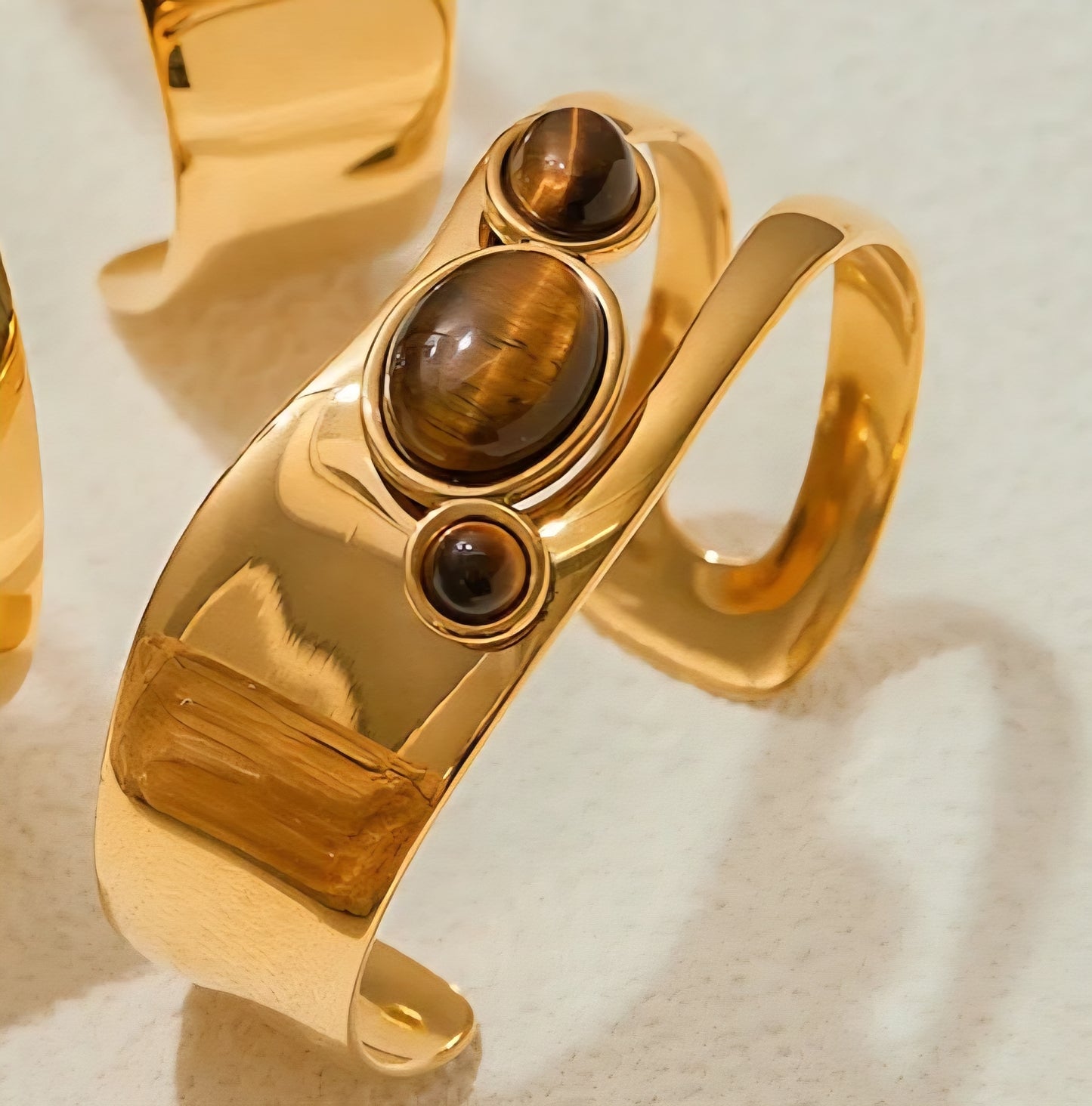 Natural Stone Cuff Bangles - Bella Jewels Design