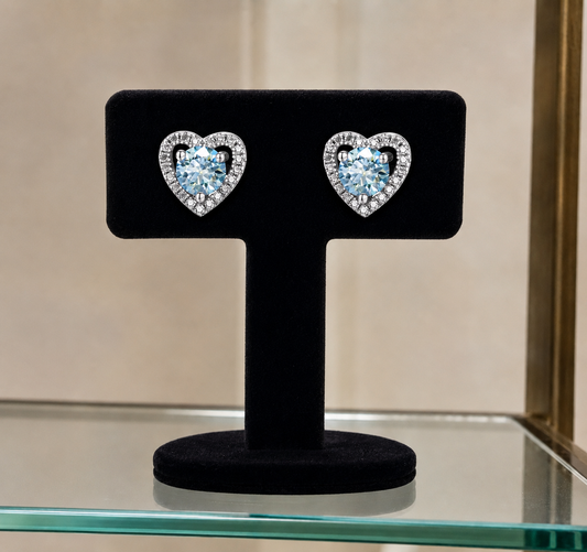 Sea Blue Moissanite Earrings |Sterling Silver