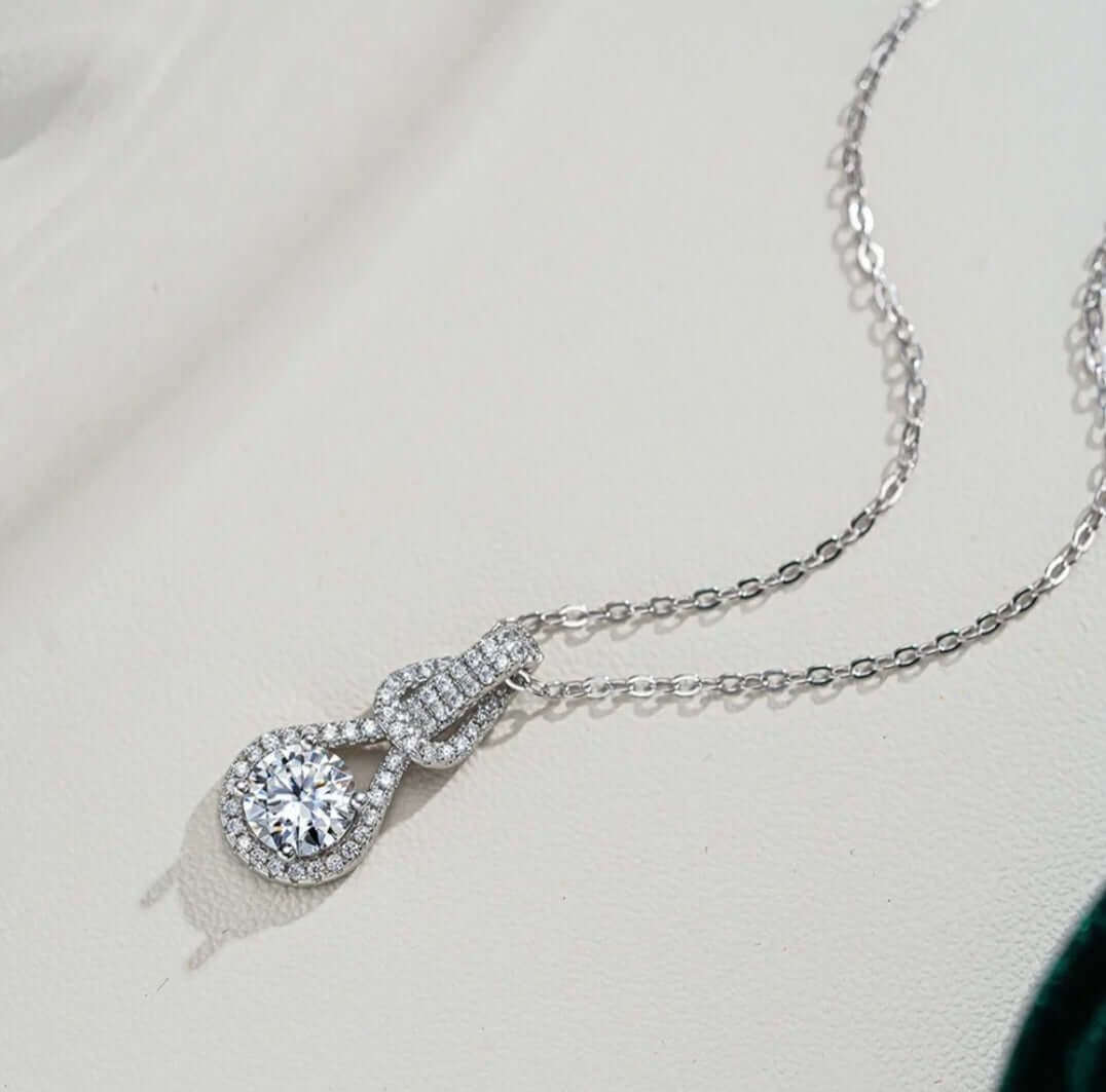 Knot Pendant Moissanite Necklace | 925 Sterling Silver