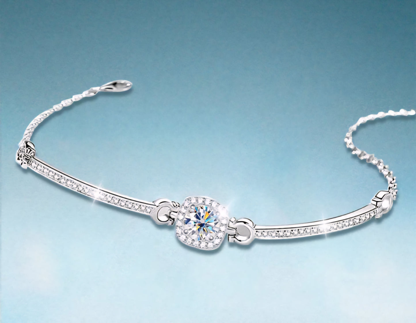 Radiant Halo Moissanite Bracelet - Bella Jewels Design