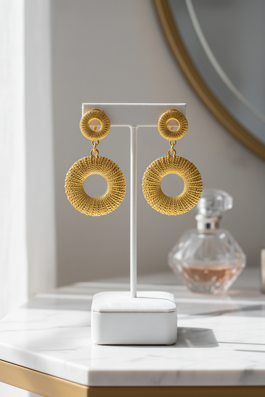 Textured Double Hoop Stud Earrings