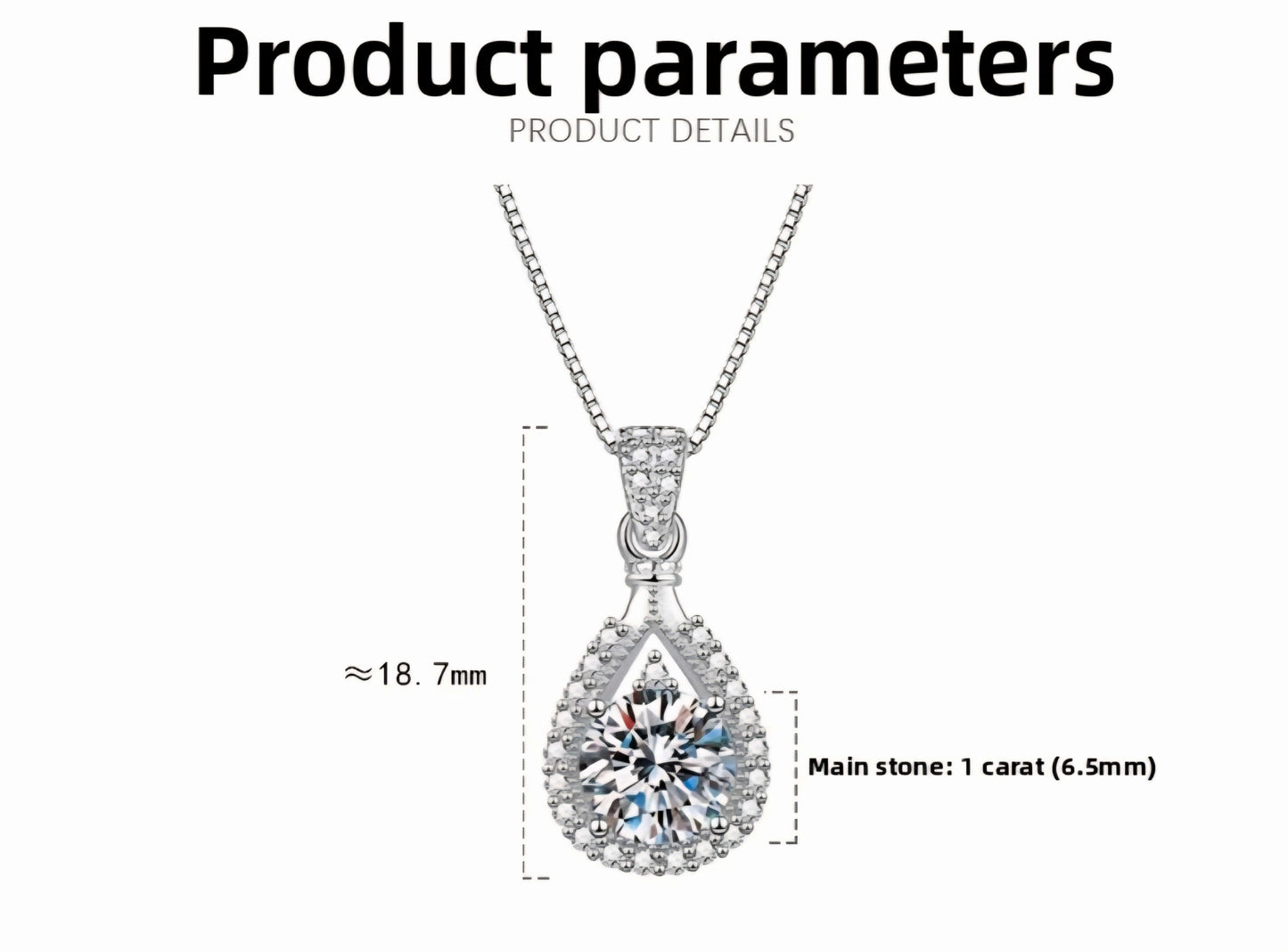 Teardrop Pendant Moissanite Necklace | 925 Sterling Silver