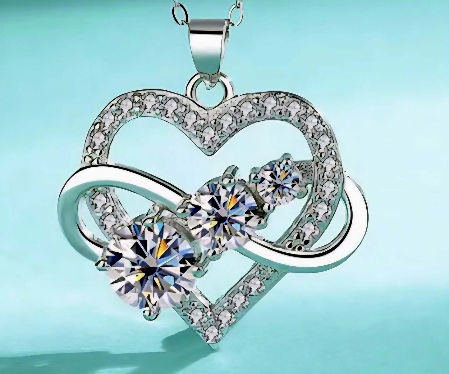 Infinity Heart Pendant Moissanite Necklace | 925 Sterling Silver