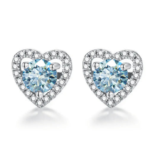 Sea Blue Moissanite Earrings |Sterling Silver